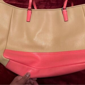 Coach Tan and Pink Leather Tote